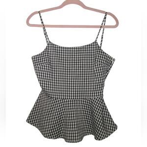 [B9] NWOT Alya Peplum Graham Checkered Black & White Top, Size Small
